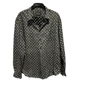 Straight faded black button up size L